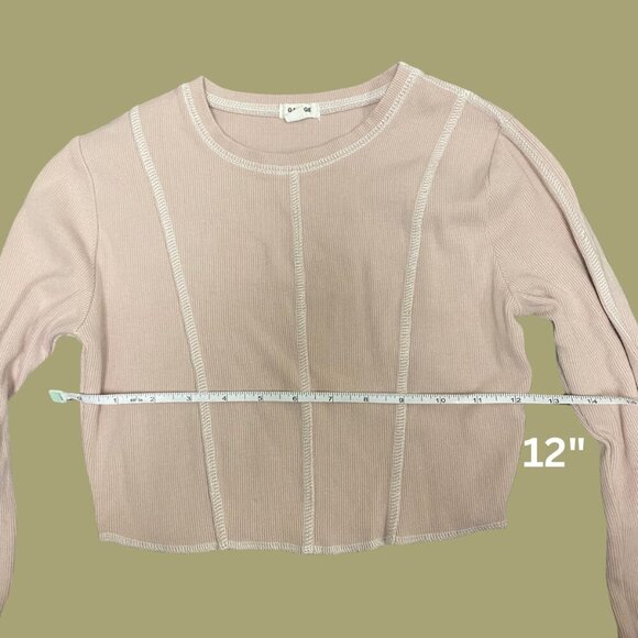 Garage Blush Pink Ribbed Long Sleeve Crop Top (Size P/S) - Picture 4 of 8